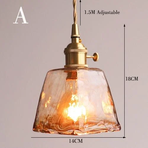 Homeko Brass Amber Glass Pendant Light -