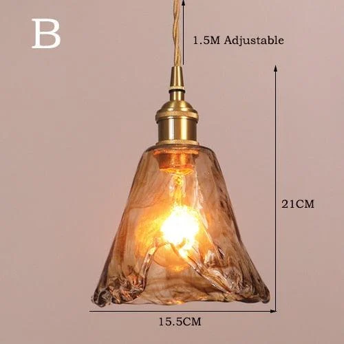 Homeko Brass Amber Glass Pendant Light -