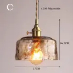 Homeko Brass Amber Glass Pendant Light