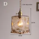 Homeko Brass Amber Glass Pendant Light