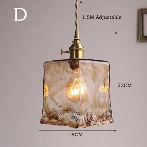 Homeko Brass Amber Glass Pendant Light -