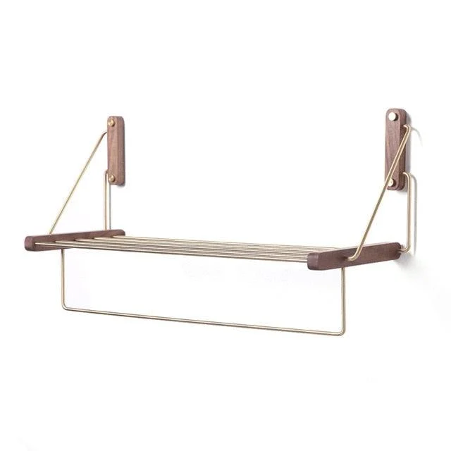 Homeko Brass Wall-Mounted Shelf Storage Rack -