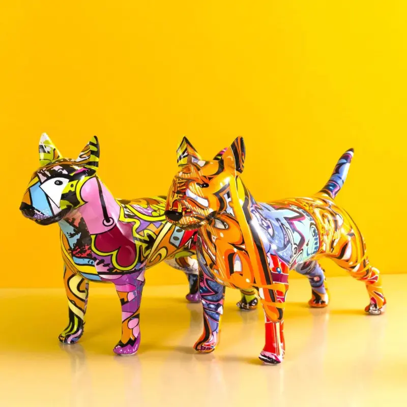 Homeko Bull Terrier Nordic Painted Statue