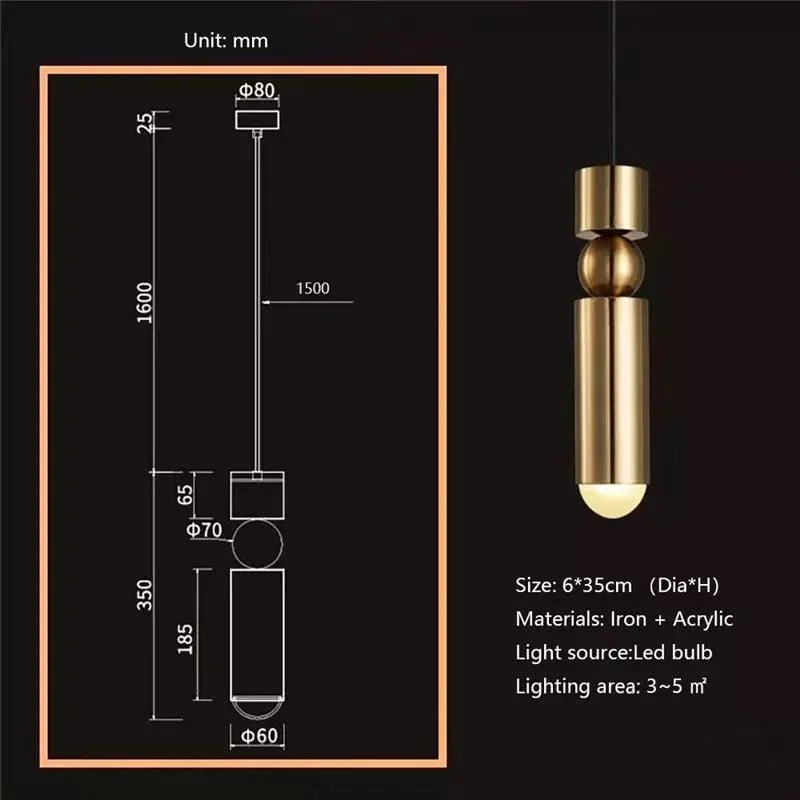 Homeko Bullet Droplight Long Tube Pendant Lamp -