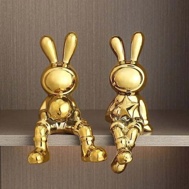 Homeko Bunny Love Statue Shelf Decor -