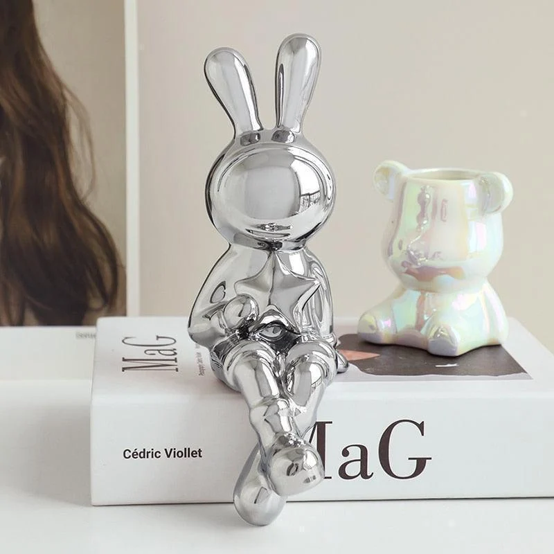 Homeko Bunny Love Statue Shelf Decor -