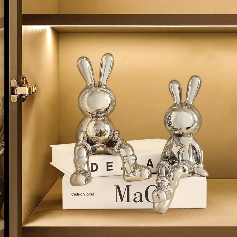 Homeko Bunny Love Statue Shelf Decor -