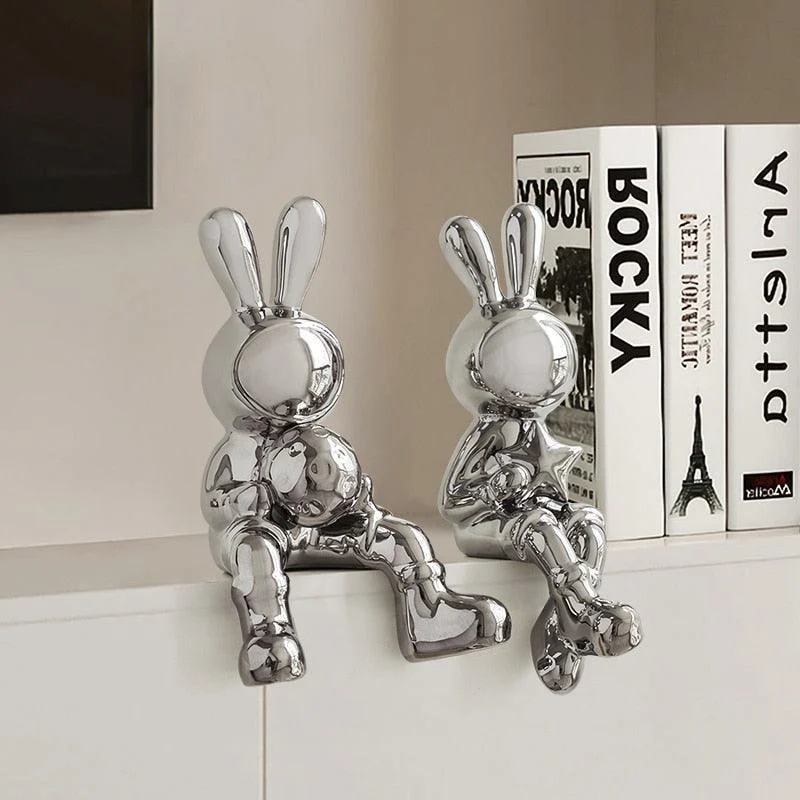 Homeko Bunny Love Statue Shelf Decor -
