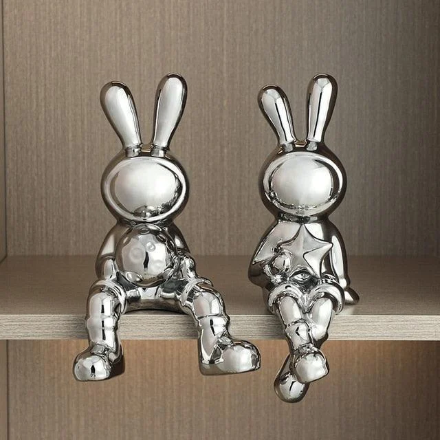 Homeko Bunny Love Statue Shelf Decor -