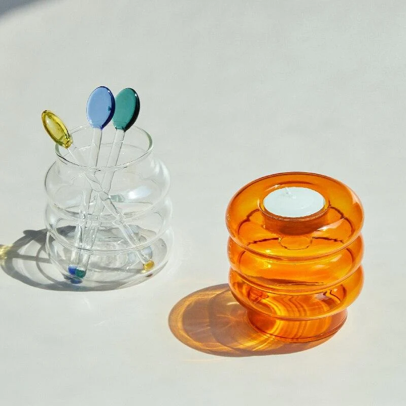 Homeko Centerpiece Glass Taper Candlestick and Tealight Candle Holders -