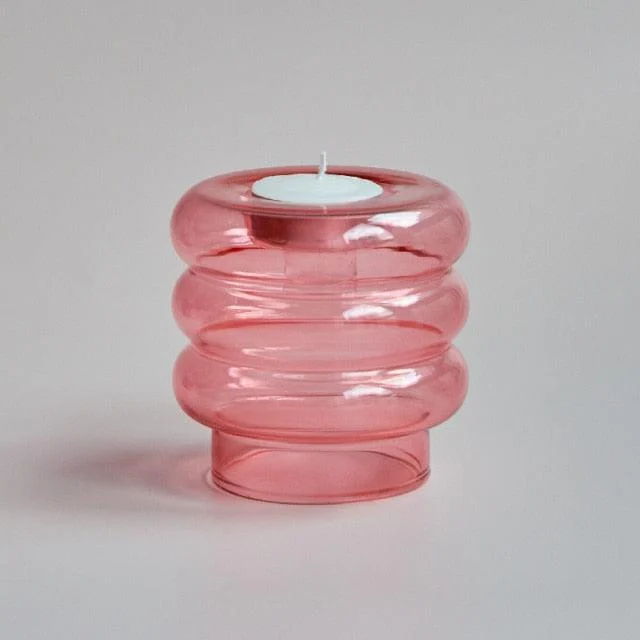 Homeko Centerpiece Glass Taper Candlestick and Tealight Candle Holders -