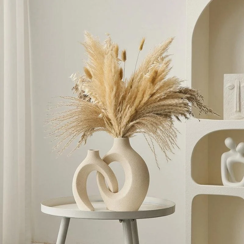 Homeko Ceramic Modular Abstract Pampas Grass Vase -