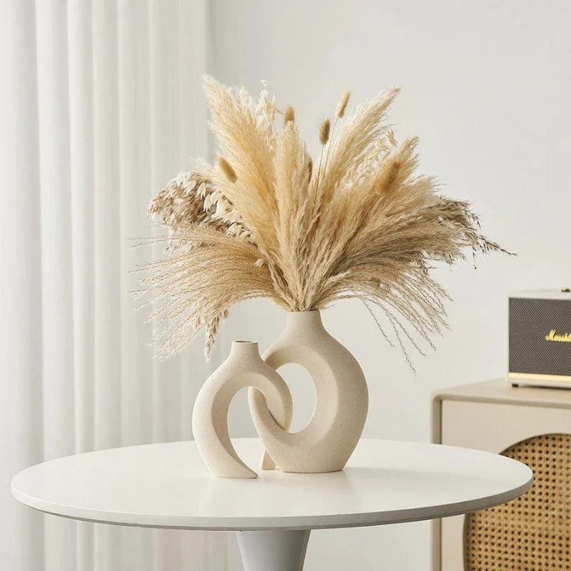 Homeko Ceramic Modular Abstract Pampas Grass Vase -