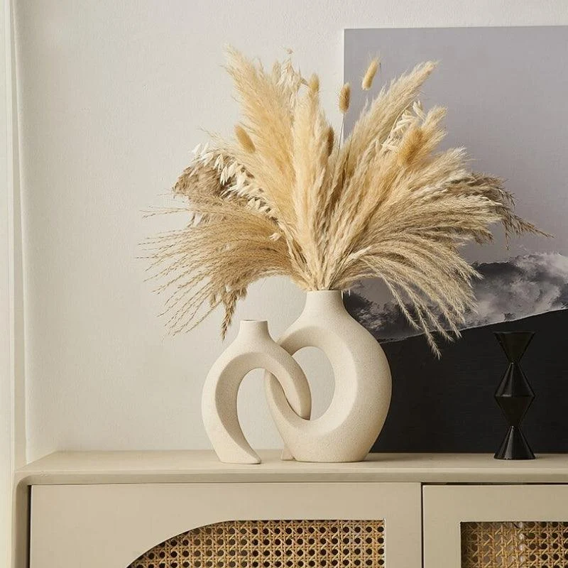 Homeko Ceramic Modular Abstract Pampas Grass Vase -