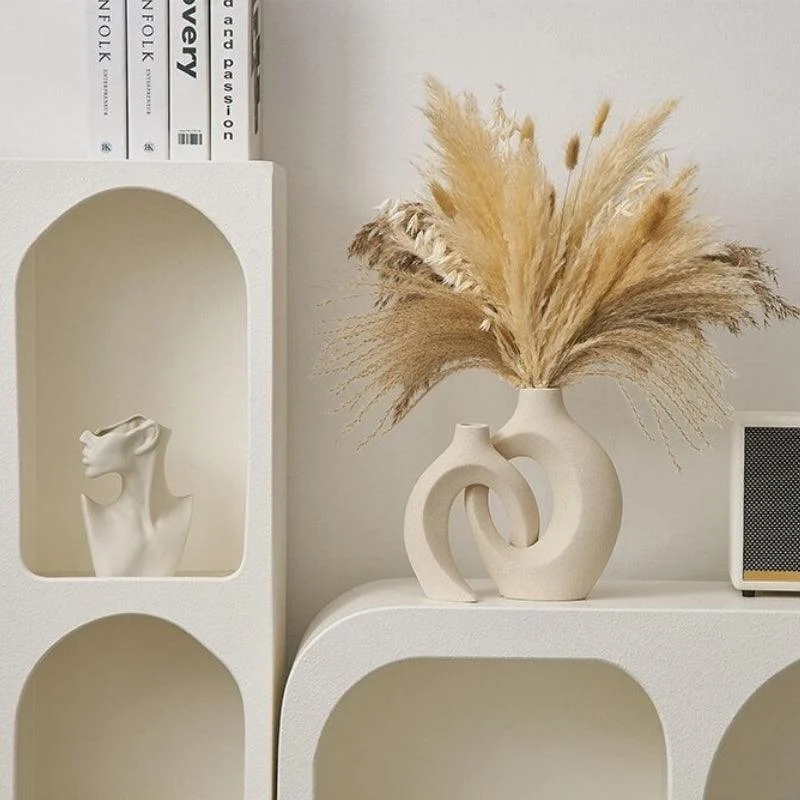 Homeko Ceramic Modular Abstract Pampas Grass Vase -