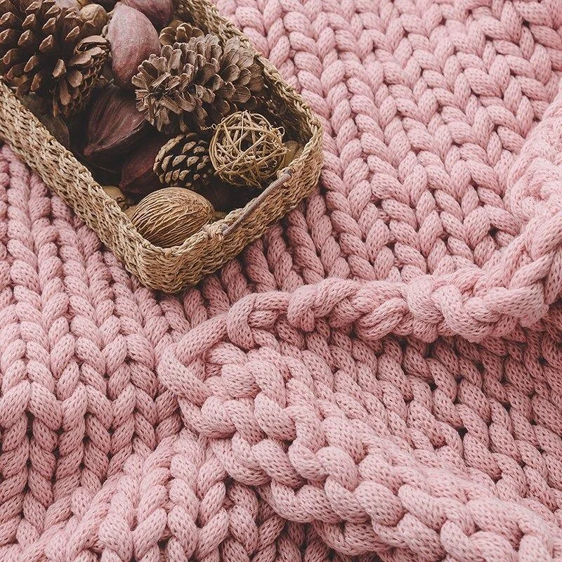 Homeko Chunky Hand Knitted Blanket -