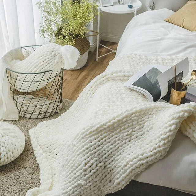 Homeko Chunky Hand Knitted Blanket -