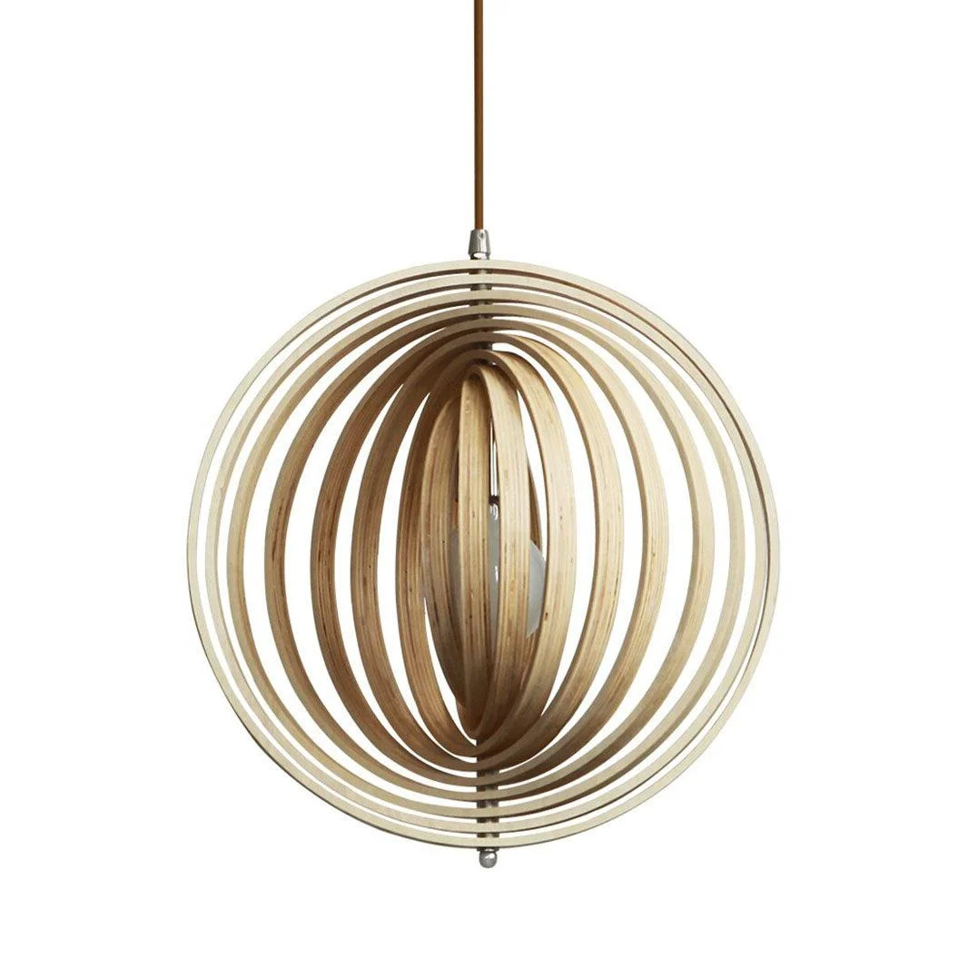 Homeko Circular Moon Wood Pendant Light -