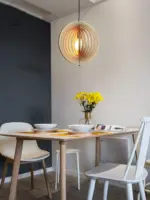 Homeko Circular Moon Wood Pendant Light