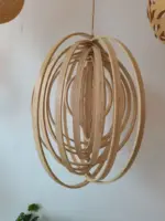 Homeko Circular Moon Wood Pendant Light