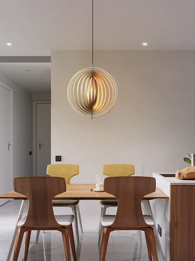 Homeko Circular Moon Wood Pendant Light -