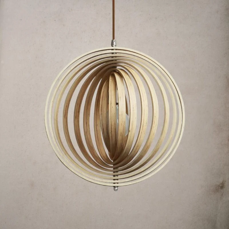 Homeko Circular Moon Wood Pendant Light -