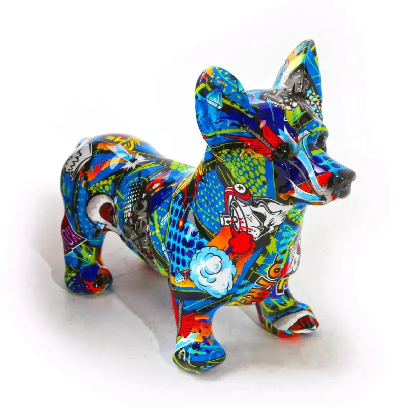 Homeko Corgi Graffiti Painted Statue