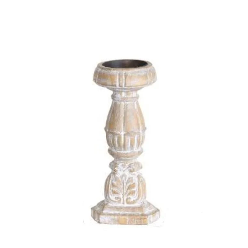 Homeko Country Wood Pillar Candle Holders -