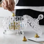 Homeko Crystal Glass Footed Storage Bowls with Lids