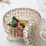 Homeko Crystal Glass Footed Storage Bowls with Lids