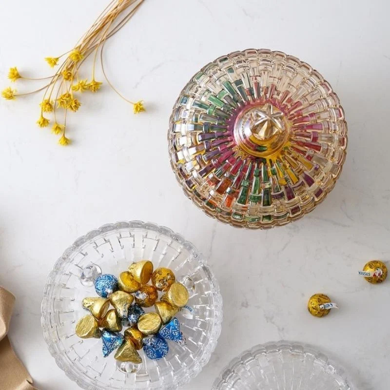 Homeko Crystal Glass Footed Storage Bowls with Lids -