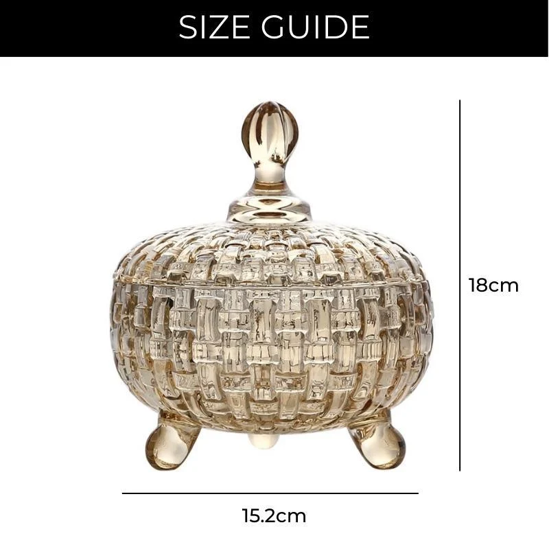 Homeko Crystal Glass Footed Storage Bowls with Lids -