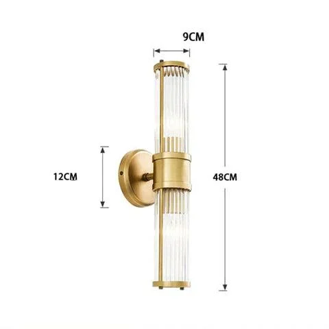 Homeko Crystal Gold Glass Rod Wall Lamps -