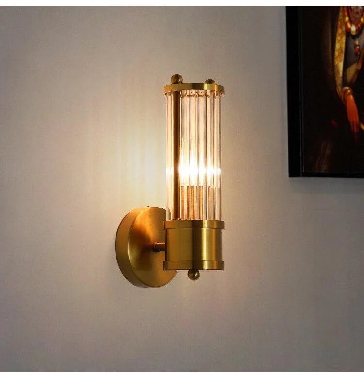 Homeko Crystal Gold Glass Rod Wall Lamps -