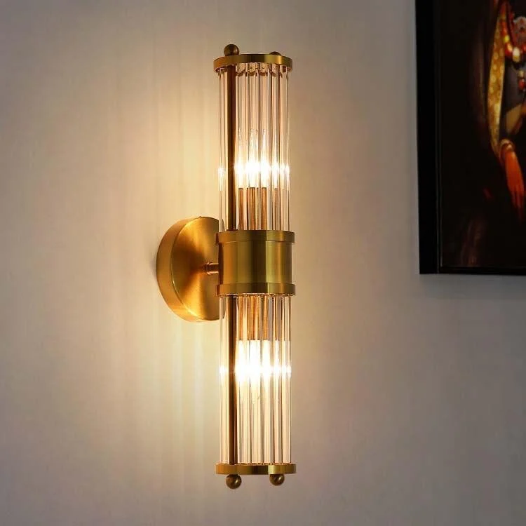 Homeko Crystal Gold Glass Rod Wall Lamps -