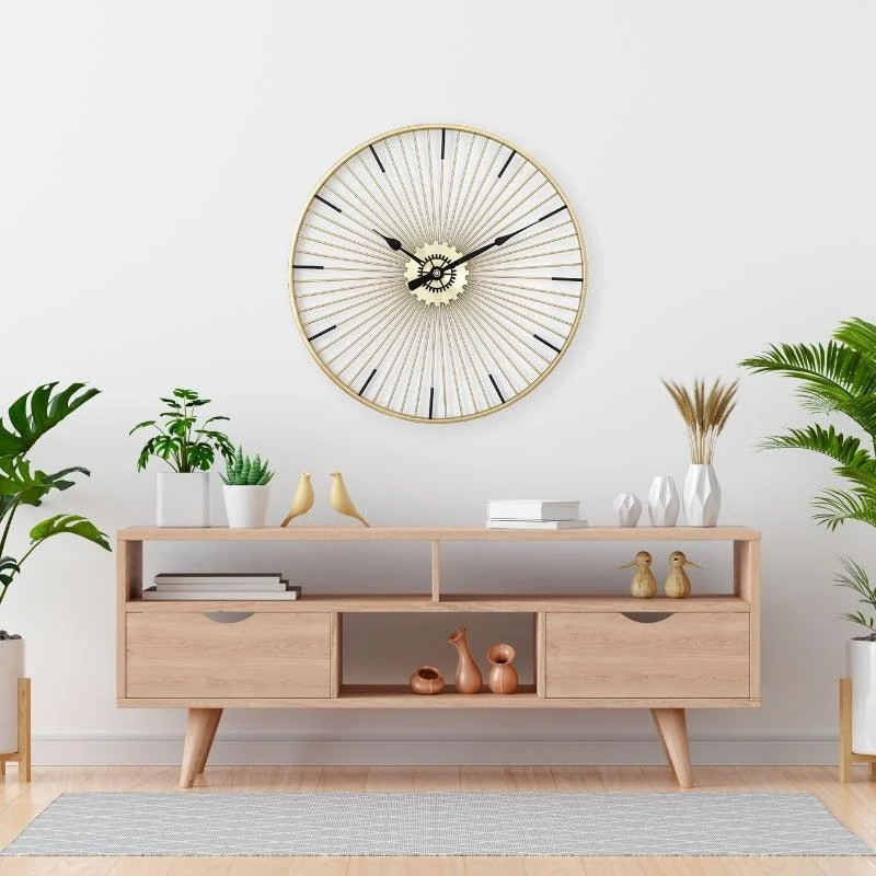 Homeko Decorative Gold Metal Wall Clock Large -