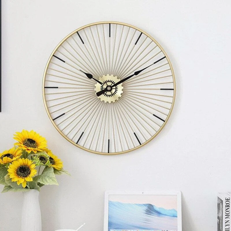 Homeko Decorative Gold Metal Wall Clock Large -