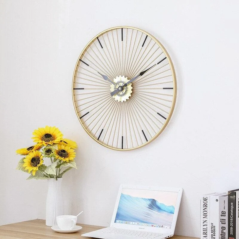 Homeko Decorative Gold Metal Wall Clock Large -
