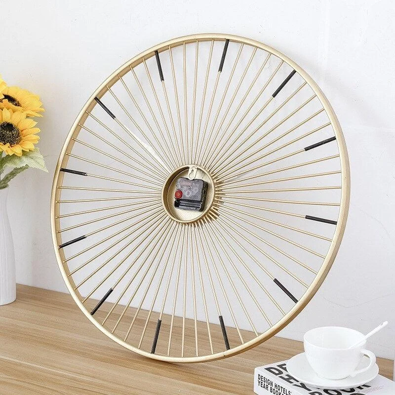 Homeko Decorative Gold Metal Wall Clock Large -