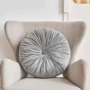 Homeko Decorative Round Velvet Pintuck Filled Cushions