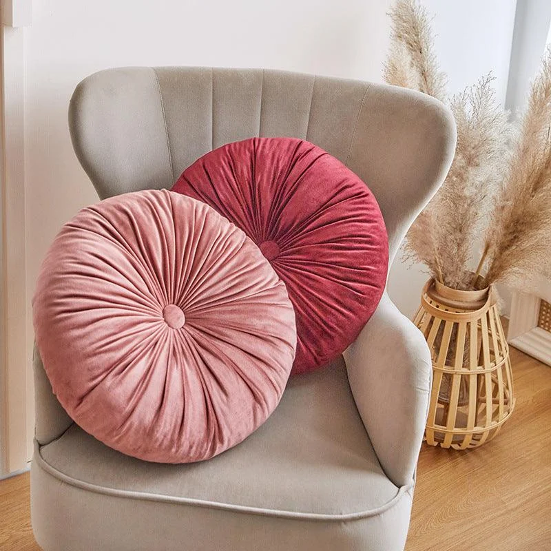 Homeko Decorative Round Velvet Pintuck Filled Cushions -