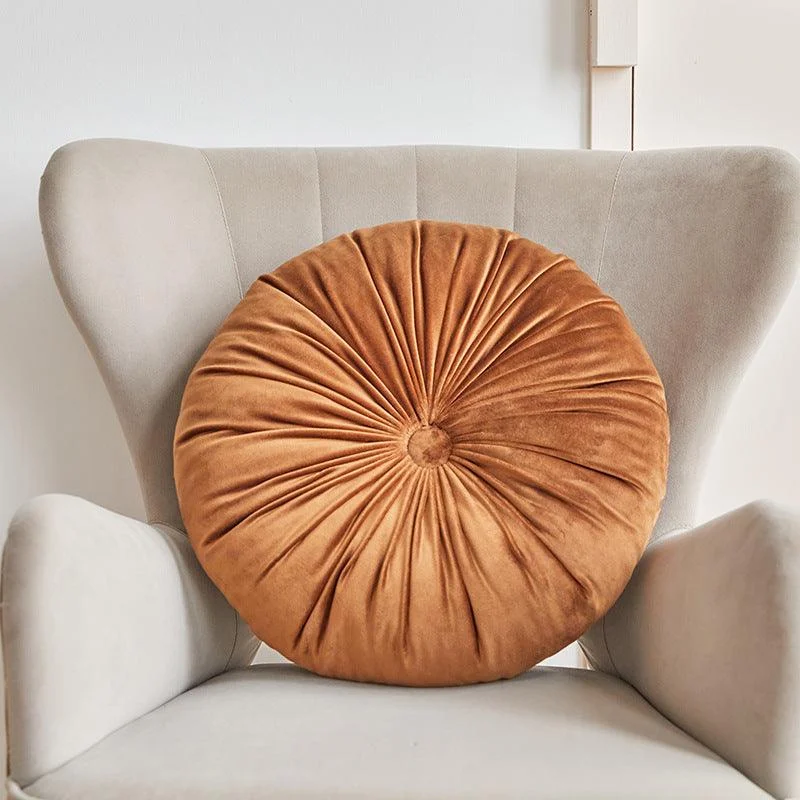 Homeko Decorative Round Velvet Pintuck Filled Cushions -