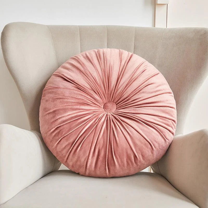 Homeko Decorative Round Velvet Pintuck Filled Cushions -