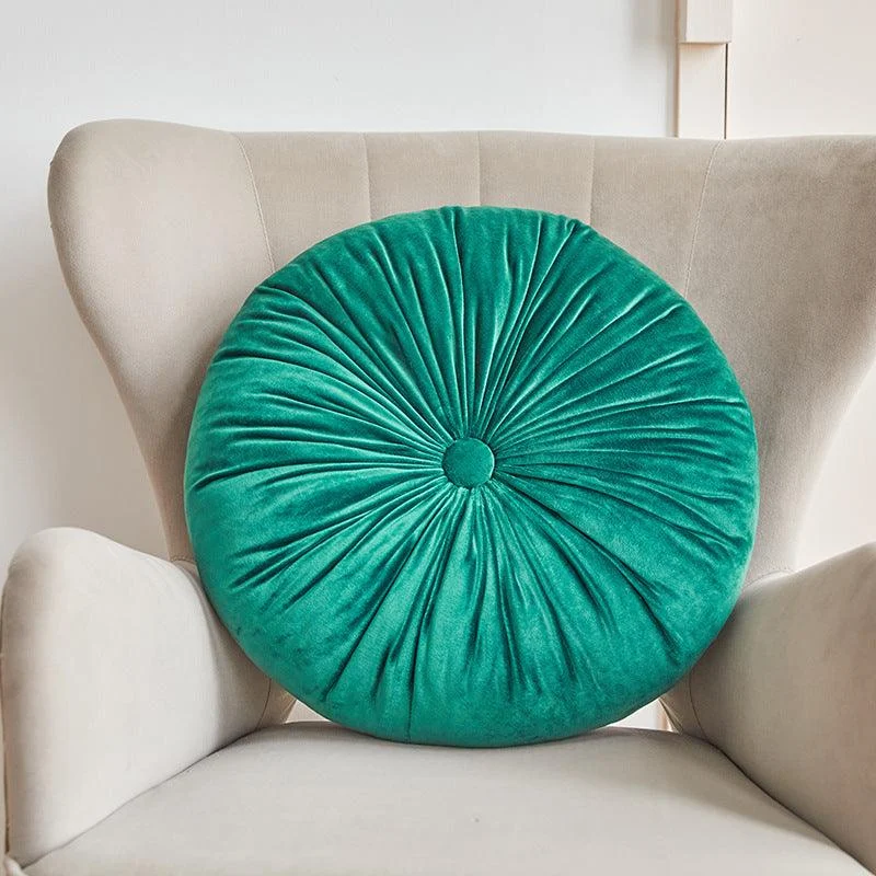 Homeko Decorative Round Velvet Pintuck Filled Cushions -