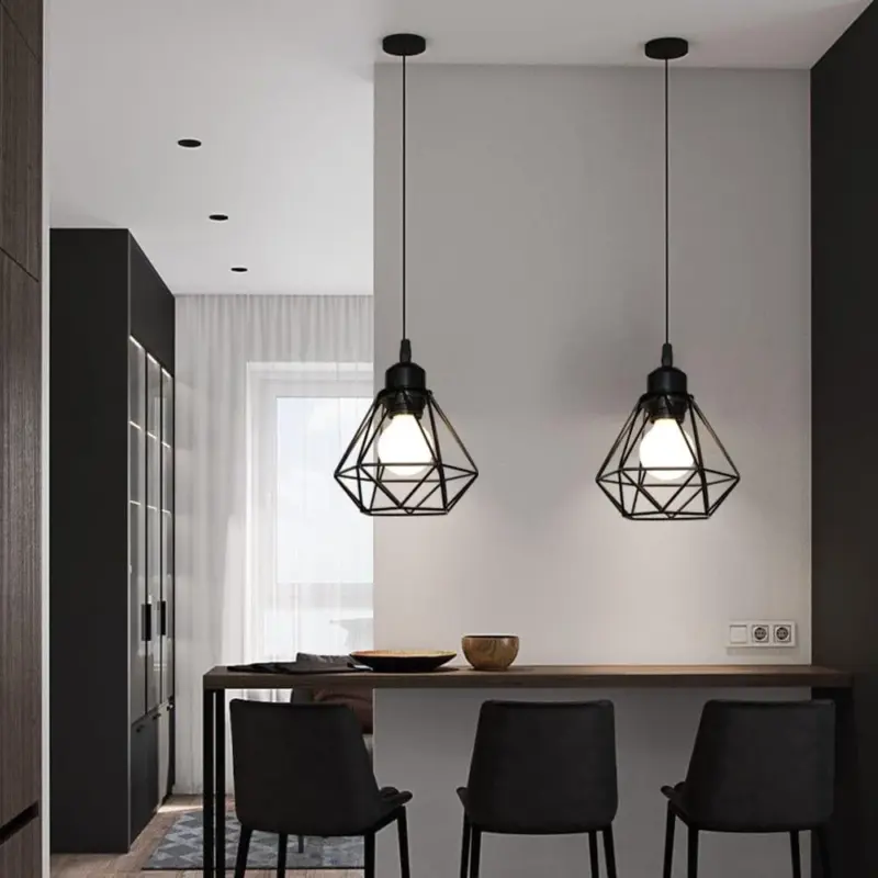 Homeko Diamond Shape Wrought Metal Pendant Lights