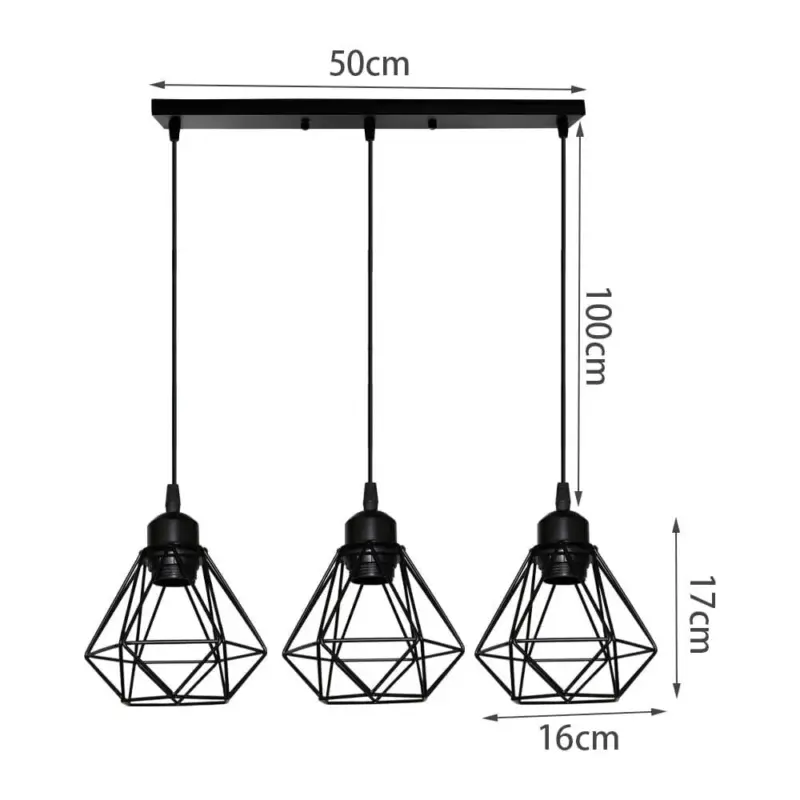 Homeko Diamond Shape Wrought Metal Pendant Lights