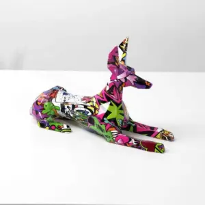 Homeko Doberman Pinscher Graffiti Painted Statue