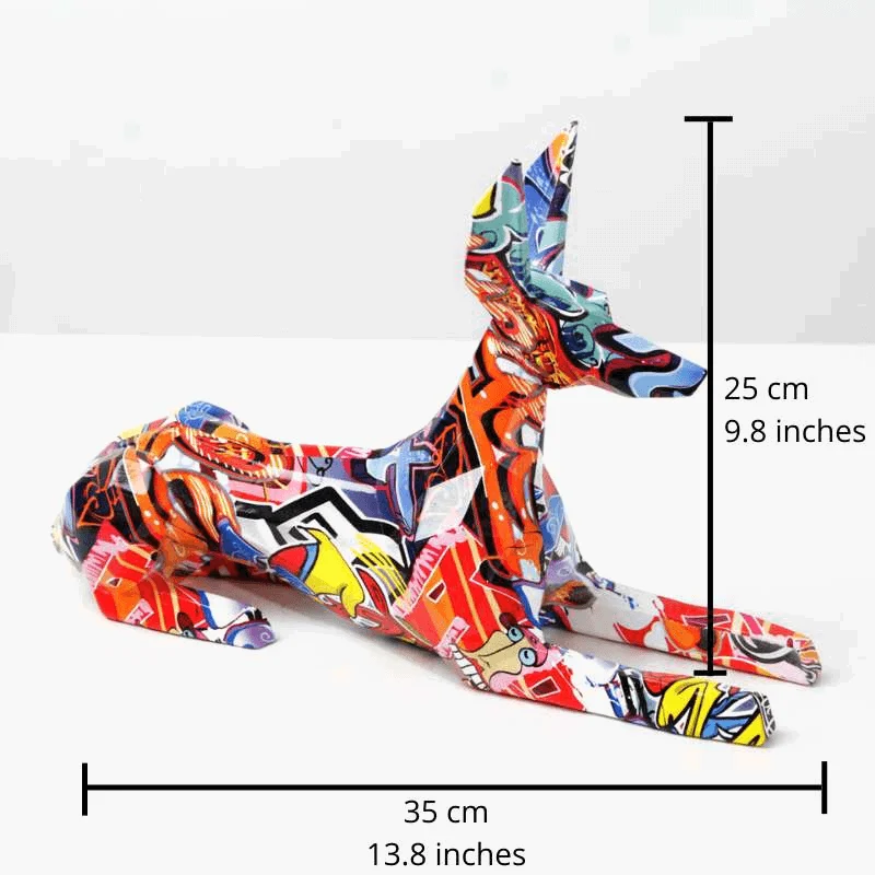 Homeko Doberman Pinscher Graffiti Painted Statue -