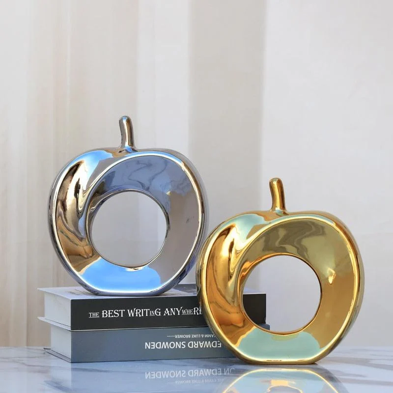 Homeko Electroplated Abstract Apple Sculpture -