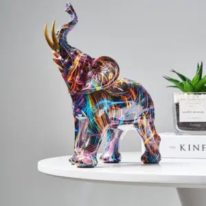 Homeko Elephant Nordic Painted Statue - Handcrafted Décor for Home & Office